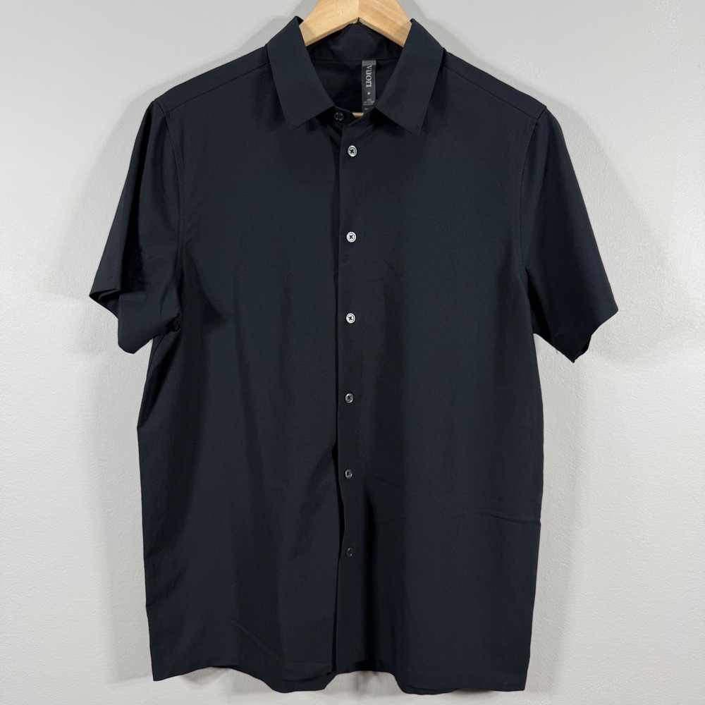 Vuori Manhattan Short Sleeve Button Down Shirt Black - Size M